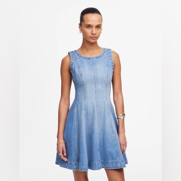 Madewell Circle Mini Dress Airy Denim Edition in Ashbury Wash Size XS - Picture 1 of 14